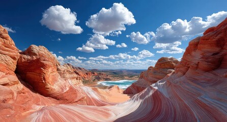 the famous 'the wave' in arizona, with its unique red and white rock formations.