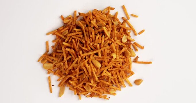 Falahari chivda or upwas chevda, a traditional farali chivda mixture made with dry fruits, potatoes and spices, enjoyed during Indian fasting days as a crunchy namkeen snack