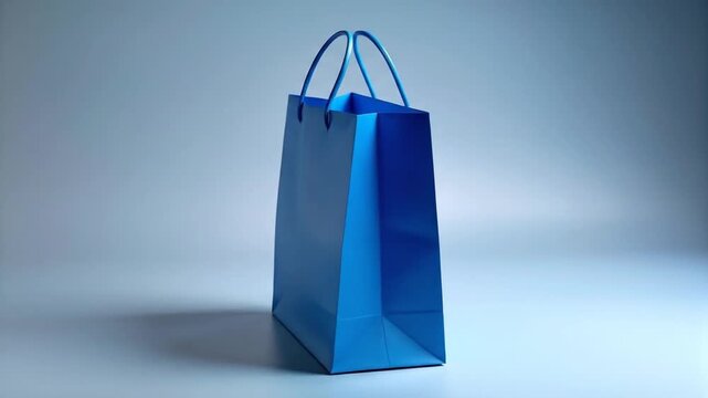 Blue shopping bag isolated on white.