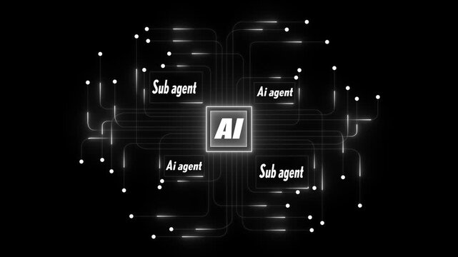 Multi function for Agentic AI technology motion background. Multi agent AI systems, Automate daily Tasks Smart AI solutions improve efficiency, Ai server integrates every platform