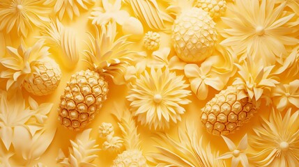 Vibrant Pineapple Print on Soft Yellow Background