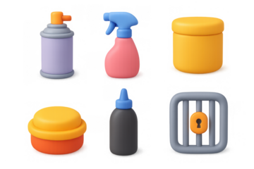 Cartoon car care icons collection for auto maintenance and cleaning design