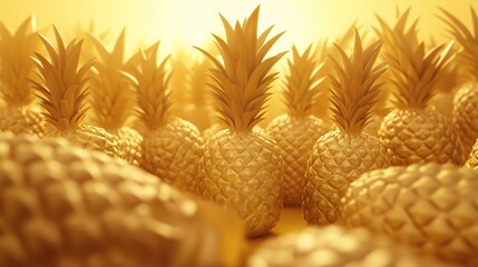 Exquisite Pineapple Motif on Soft Yellow Background