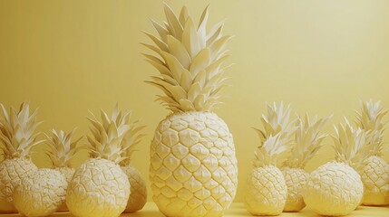 Exotic Pineapple Design on Soft Yellow Background