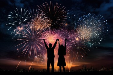 Fireworks silhouette outdoors night.