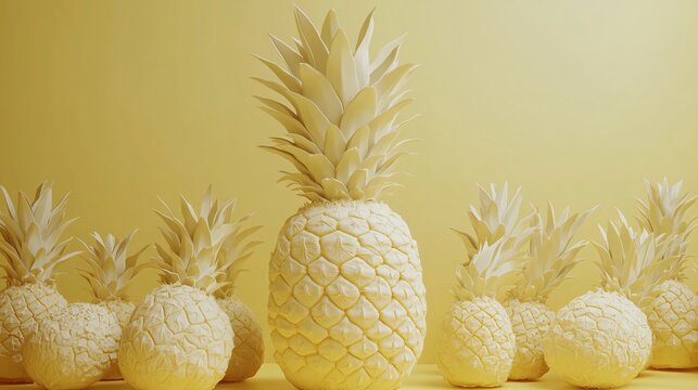 Exotic Pineapple Design on Soft Yellow Background - Powered by Adobe