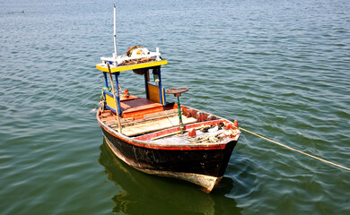  boat on the beach. Fishing boats on the coast of Thailand 