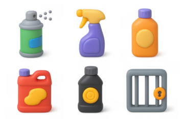 Car care essentials icons for auto maintenance and cleaning illustrations