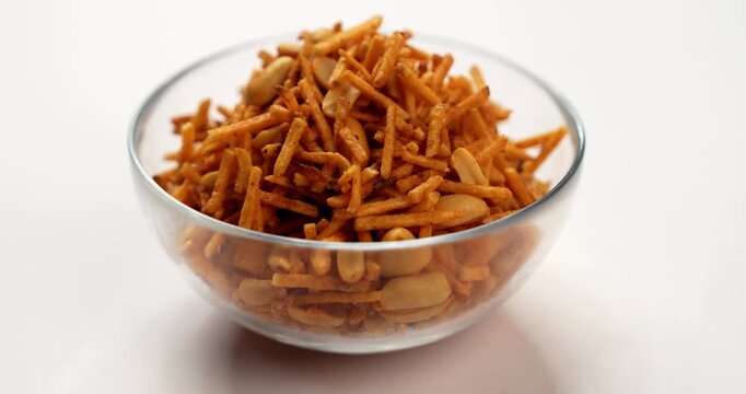 Falahari chivda or upwas chevda, a traditional farali chivda mixture made with dry fruits, potatoes and spices, enjoyed during Indian fasting days as a crunchy namkeen snack