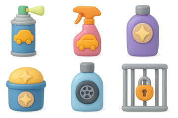Car care icon set for maintenance and repair design projects