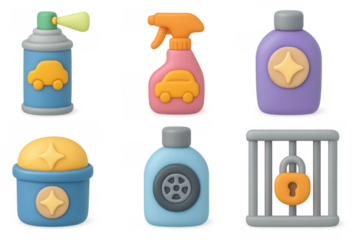 Car care icon set for maintenance and repair design projects