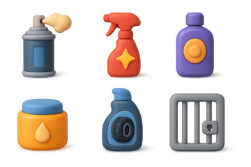 Vibrant car care icons collection for maintenance and cleaning solutions
