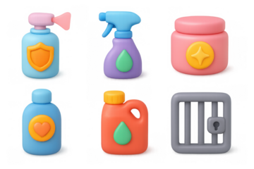Colorful car care icons set for auto maintenance and cleaning design