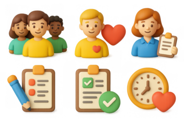 Volunteering and community engagement icons for social projects and apps