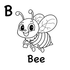 children's coloring book with pictures of bees, line art illustrations of bees