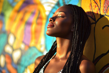 Vibrant street art and open air mural artist with colorful graffiti background showcasing urban creativity and expression, generative ai