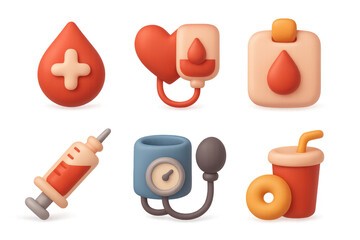 Blood donation icons set for healthcare design projects