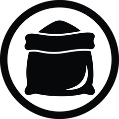 Silhouette burlap sack vector icon inside a circle vector Illustrator