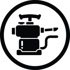 Silhouette portable flame thrower in black circle vector Illustrator