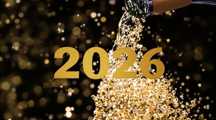 Happy New Year 2026, Pouring Champagne Celebration