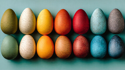 Obraz premium Oeufs colorés alignés