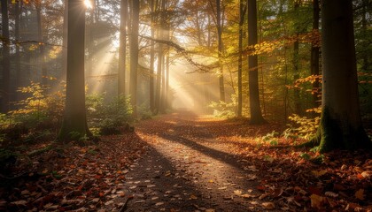 Realistic Autumn Forest Path Aesthetic
