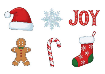 Christmas season vector illustration of festive holiday items