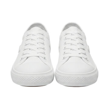 Pair of white canvas sneakers isolated on transparent background
