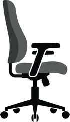 Modern ergonomic office chair with adjustable armrests and wheels isolated on a white background