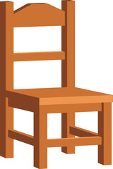 A simple wooden chair with a high back and four legs isolated on a white background