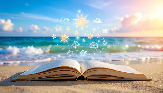open book on the beach