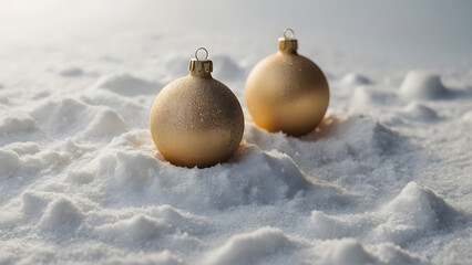 golden christmas ball on snow