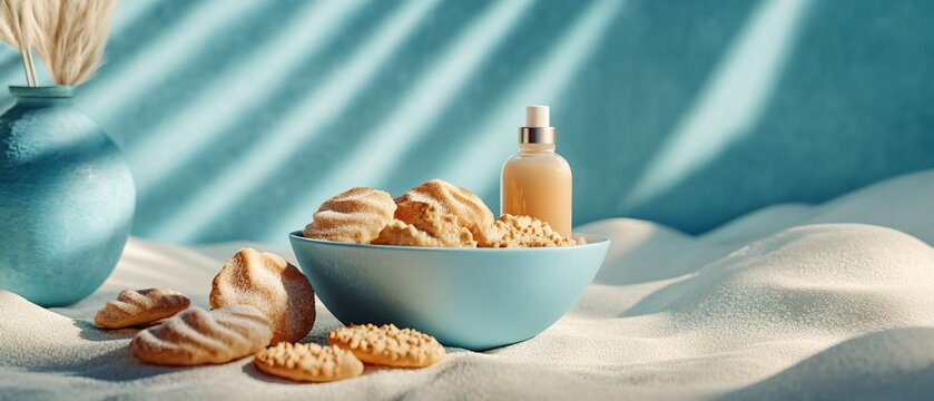 Assorted sweet biscuits in two blue bowls