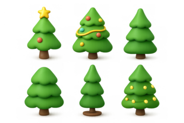 Festive christmas tree icons collection for holiday decorations and design