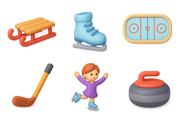 Winter sports icons collection for seasonal design and decoration