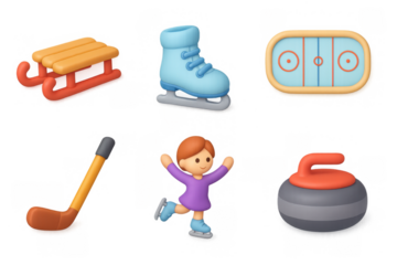 Winter sports icons collection for seasonal design and decoration