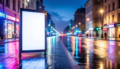 Cinematic Neon Street Poster Frame Mockup
