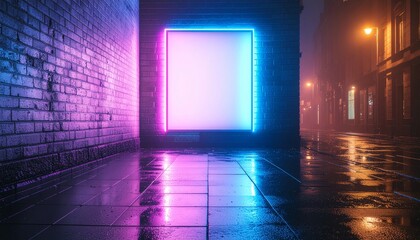 Neon Night Street Poster Mockup &mdash; Cyberpunk Glow
