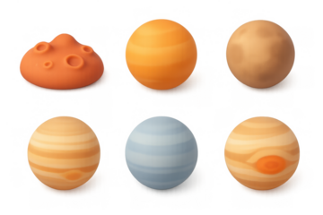 Minimalist planet icon set for design projects and space-themed artwork