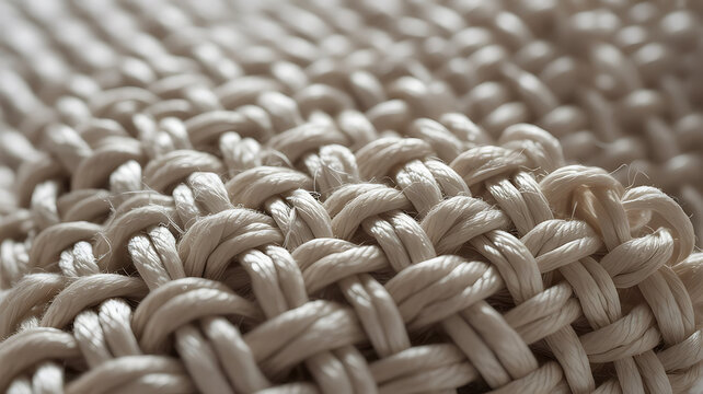 Woven fabric texture, beige woven material, close-up macro, natural fiber weave pattern