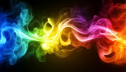 Iridescent Waves of Fluorescent Fog with Colorful Background, Spectral Lines, and Vivid Blurs