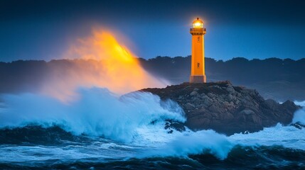 Lighthouse Standing Strong Against Stormy Seas, A Beacon of Hope Amidst Nature s Fury and Chaos