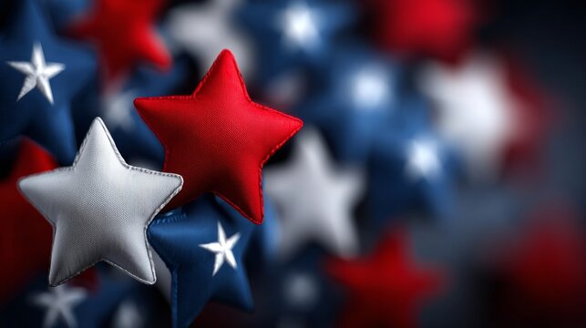 Elegant Abstract Design Featuring Patriotic Stars and USA Flag Colors for Vibrant Decor Accents
