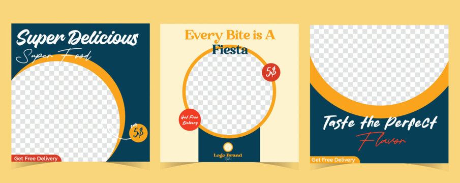 Eye-Catching Culinary Template Collection for Social Media, Transparent Backgrounds