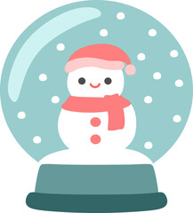 Cute Snowman Snow Globe Christmas Clipart Isolated 