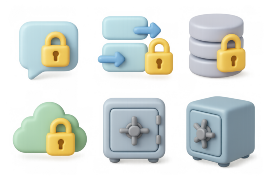 Security icon set for digital protection and data safety design