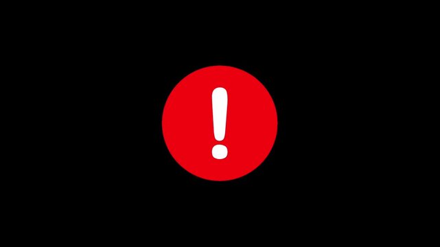 Exclamation mark on red circle motion icon. Animation graphic icon Exclamation mark on red circle.
