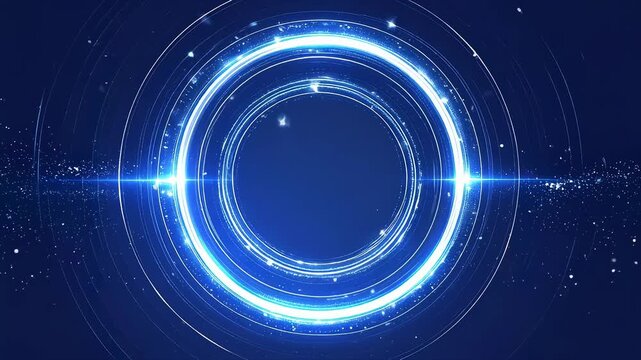 明滅するサイバーサークルと漂う光の粒子