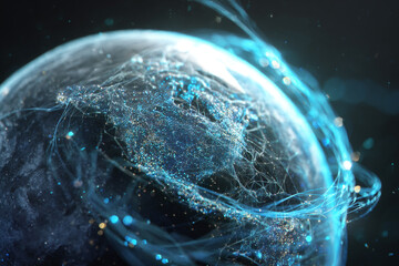 Global network connections visualized, showcasing worldwide data flow and communication technology, perfect for illustrating international business and innovative solutions