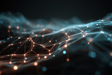 Cutting-edge network visualization showcasing global digital connectivity and data streams with glowing nodes and shimmering lines for a modern tech feel